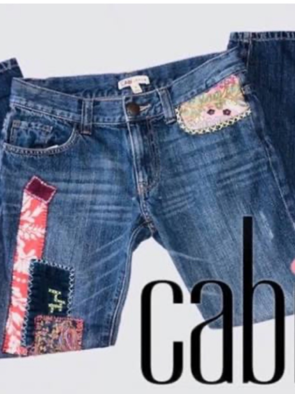 CAbi denim boyfriend capri with Patchwork